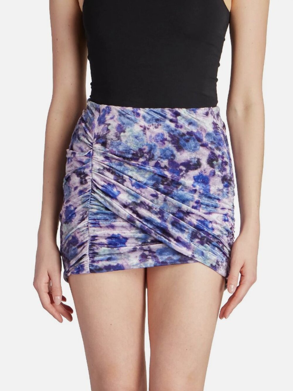 Isabel Marant Women's Purple Guilayo Floral-Print Velvet Miniskirt Size 40